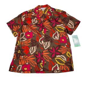 Evan Picone Vintage Union Made Floral Button Down Blouse NWT